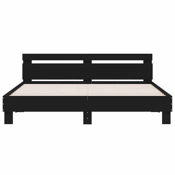 Bettgestell Schwarz 180x200 cm mit Kopfteil