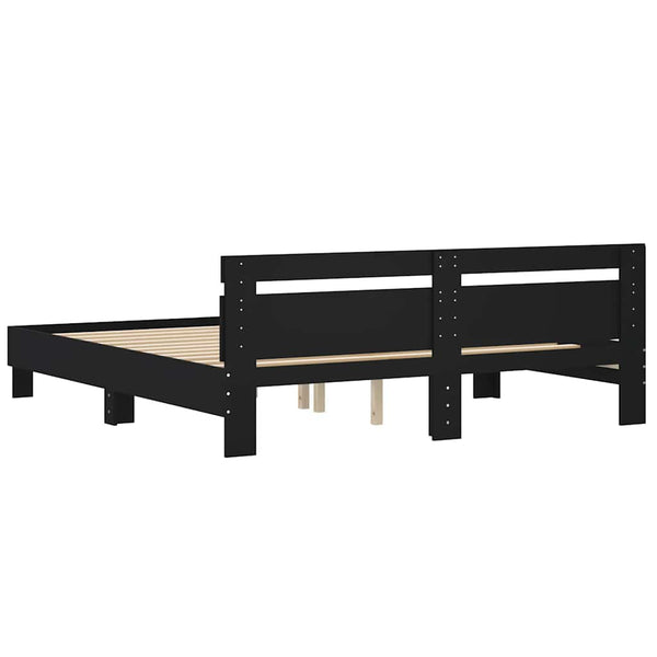 Bettgestell Schwarz 180x200 cm mit Kopfteil