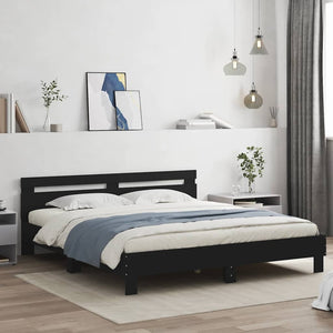 Bettgestell Schwarz 180x200 cm mit Kopfteil