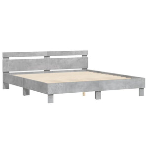 vidaXL Cadre de lit avec tête de lit Gris béton 180x200 cm Bois d'ingénierie