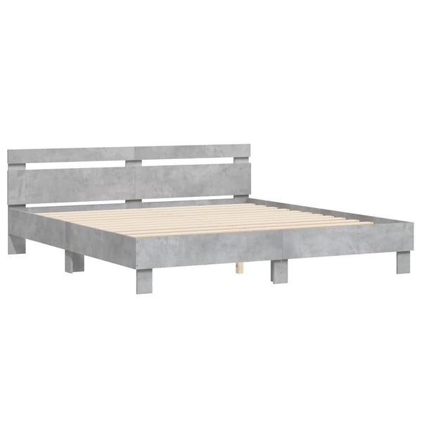 vidaXL Cadre de lit avec tête de lit Gris béton 180x200 cm Bois d'ingénierie