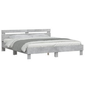 vidaXL Cadre de lit avec tête de lit Gris béton 180x200 cm Bois d'ingénierie