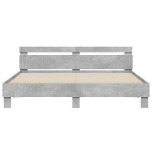 vidaXL Cadre de lit avec tête de lit Gris béton 180x200 cm Bois d'ingénierie