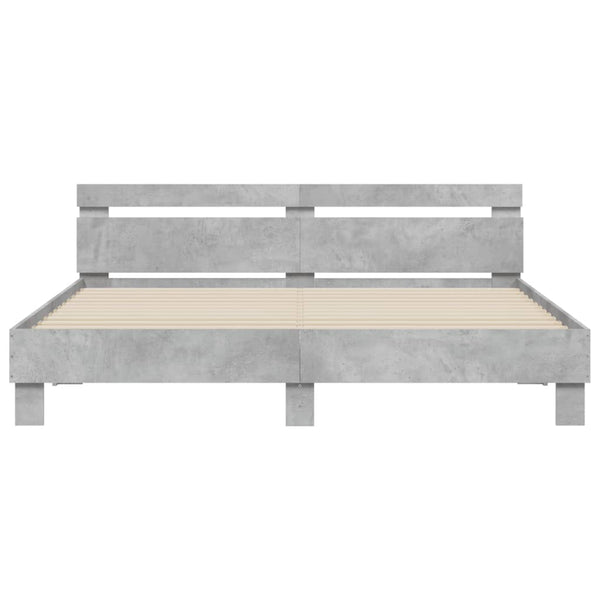 vidaXL Cadre de lit avec tête de lit Gris béton 180x200 cm Bois d'ingénierie