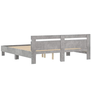vidaXL Cadre de lit avec tête de lit Gris béton 180x200 cm Bois d'ingénierie