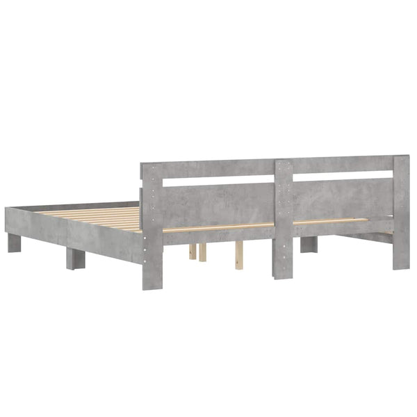 vidaXL Cadre de lit avec tête de lit Gris béton 180x200 cm Bois d'ingénierie