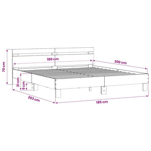 Bettgestell 180x200 cm Grau Sonoma