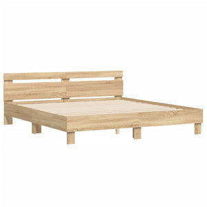 vidaXL Cadre de lit avec tête de lit chêne Sonoma 160x200 cm en bois d'ingénierie