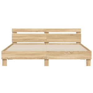 vidaXL Cadre de lit avec tête de lit chêne Sonoma 160x200 cm en bois d'ingénierie