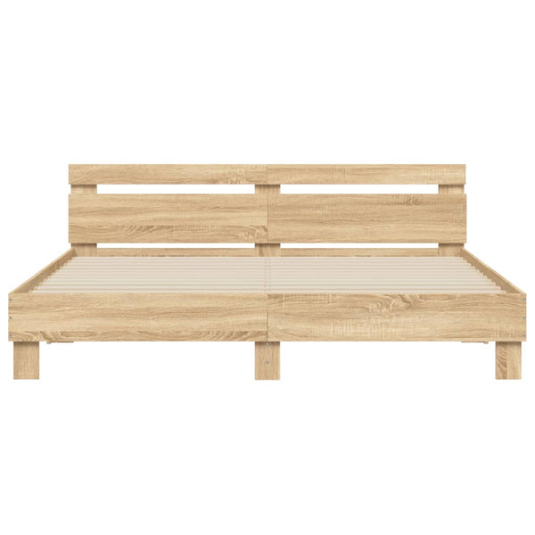 vidaXL Cadre de lit avec tête de lit chêne Sonoma 160x200 cm en bois d'ingénierie