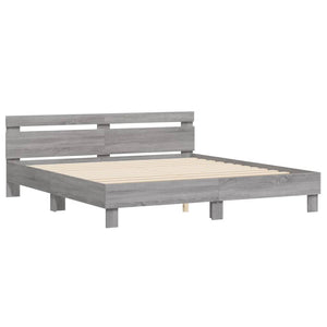 Bettgestell 160x200 cm Grau Sonoma mit Kopfteil