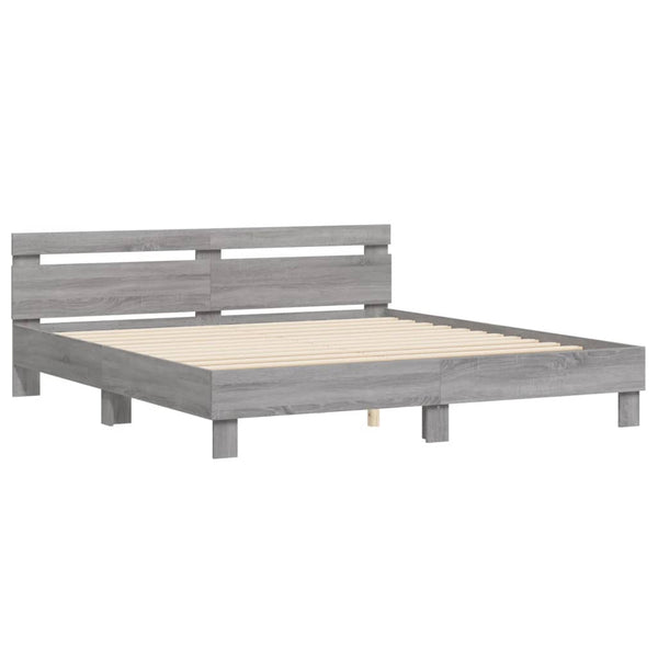 Bettgestell 160x200 cm Grau Sonoma mit Kopfteil