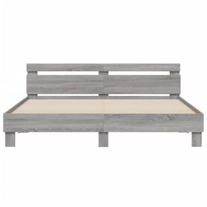 Bettgestell 160x200 cm Grau Sonoma mit Kopfteil