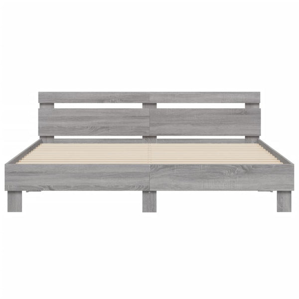 Bettgestell 160x200 cm Grau Sonoma mit Kopfteil