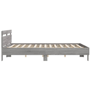 Bettgestell 160x200 cm Grau Sonoma mit Kopfteil