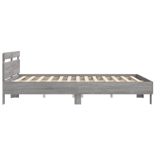 Bettgestell 160x200 cm Grau Sonoma mit Kopfteil