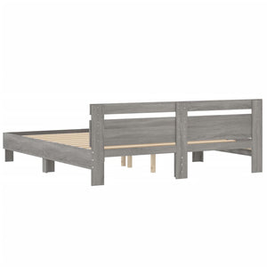 Bettgestell 160x200 cm Grau Sonoma mit Kopfteil