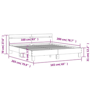 Bettgestell 160x200 cm Grau Sonoma mit Kopfteil