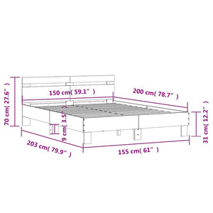 Bettgestell Weiß 150x200 cm mit Kopfteil