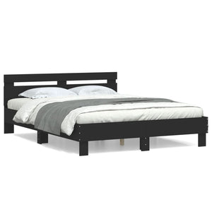 Bettgestell Schwarz 150x200 cm mit Kopfteil
