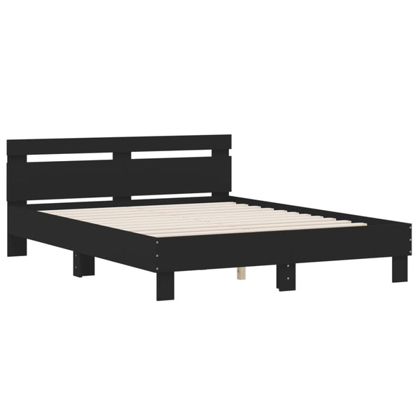 Bettgestell Schwarz 150x200 cm mit Kopfteil