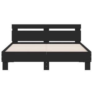 Bettgestell Schwarz 150x200 cm mit Kopfteil