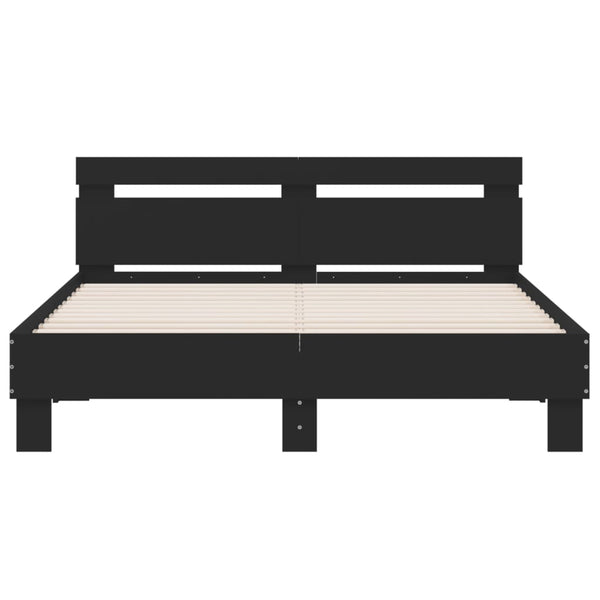Bettgestell Schwarz 150x200 cm mit Kopfteil