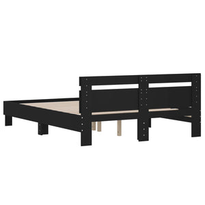 Bettgestell Schwarz 150x200 cm mit Kopfteil