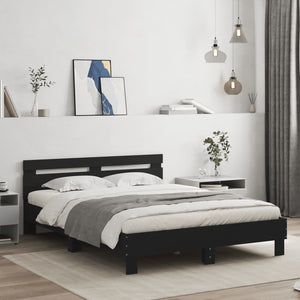 Bettgestell Schwarz 150x200 cm mit Kopfteil