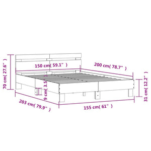 Bettgestell Betongrau 150x200 cm