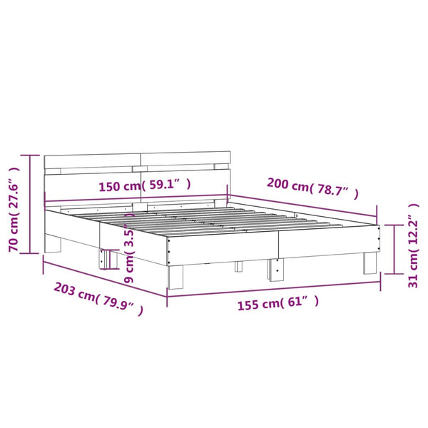 Bettgestell 150x200 cm Räuchereiche