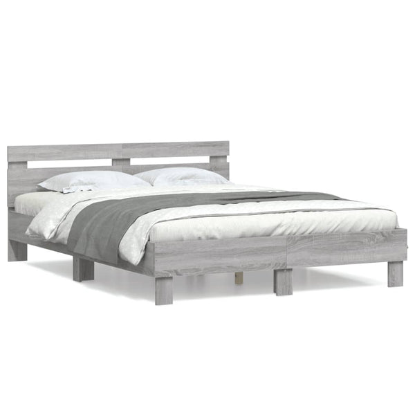 Bettgestell 150x200 cm Grau Sonoma