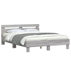 Bettgestell 150x200 cm Grau Sonoma