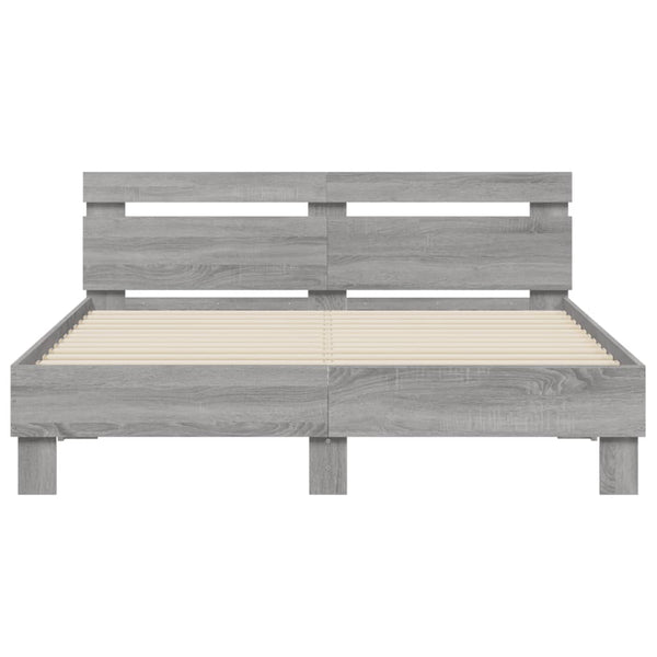 Bettgestell 150x200 cm Grau Sonoma