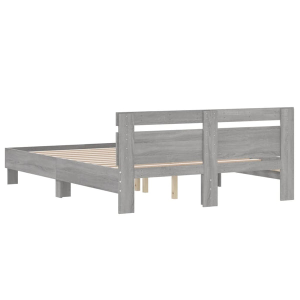 Bettgestell 150x200 cm Grau Sonoma