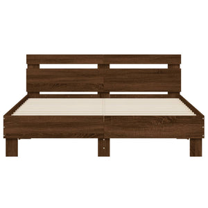vidaXL Bed Frame with Headboard Brown Oak Effect 150x200 cm