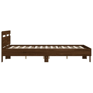 vidaXL Bed Frame with Headboard Brown Oak Effect 150x200 cm
