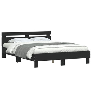 Bettgestell Schwarz 140x200 cm mit Kopfteil