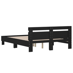 Bettgestell Schwarz 140x200 cm mit Kopfteil