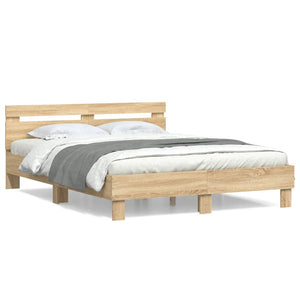 vidaXL Cadre de lit avec tête de lit chêne Sonoma 140x200 cm Bois d'ingénierie