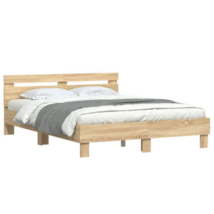 vidaXL Cadre de lit avec tête de lit chêne Sonoma 140x200 cm Bois d'ingénierie
