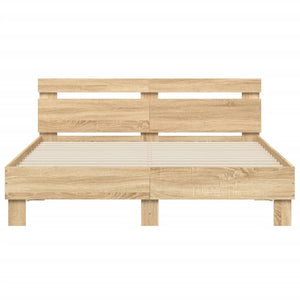 vidaXL Cadre de lit avec tête de lit chêne Sonoma 140x200 cm Bois d'ingénierie