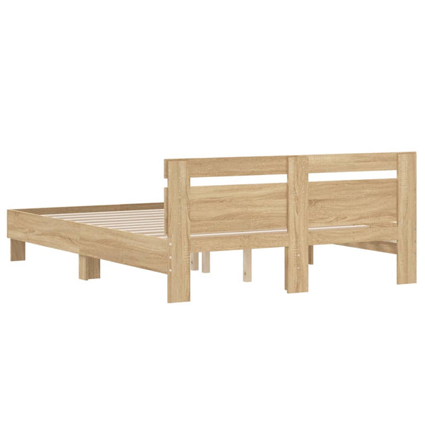 vidaXL Cadre de lit avec tête de lit chêne Sonoma 140x200 cm Bois d'ingénierie