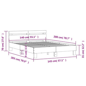 vidaXL Cadre de lit avec tête de lit chêne Sonoma 140x200 cm Bois d'ingénierie