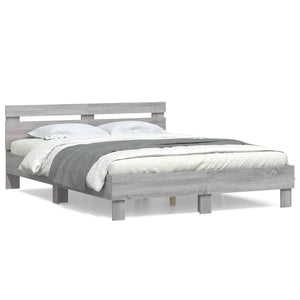Bettgestell 140x200 cm Grau Sonoma