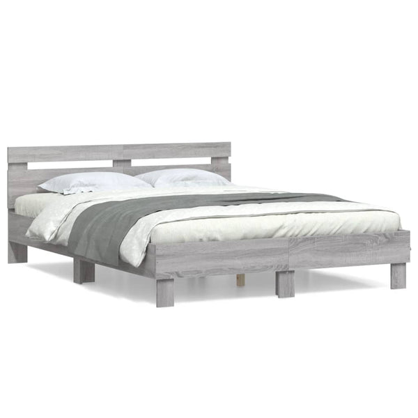 Bettgestell 140x200 cm Grau Sonoma