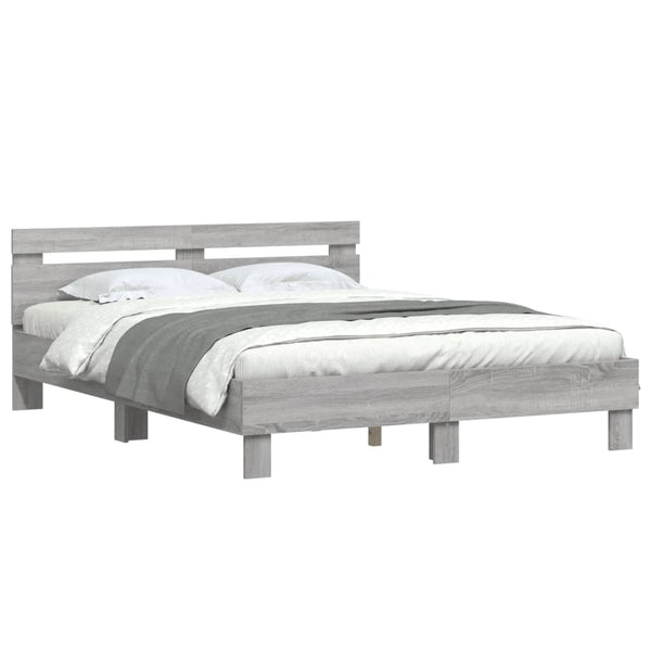 Bettgestell 140x200 cm Grau Sonoma