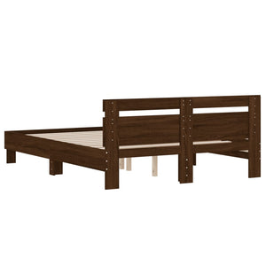 vidaXL Bed Frame with Headboard Brown Oak Effect 140x200 cm
