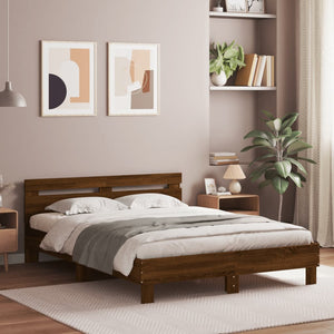 vidaXL Bed Frame with Headboard Brown Oak Effect 140x200 cm