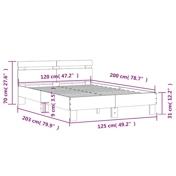 Bettgestell Betongrau 120x200 cm